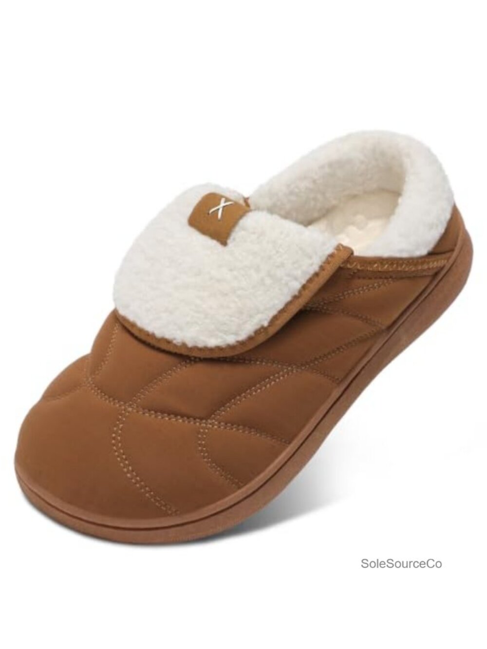 Women's Quilted Puffer Slippers Fleece Faux Sherpa Memory Foam Anti-Slip